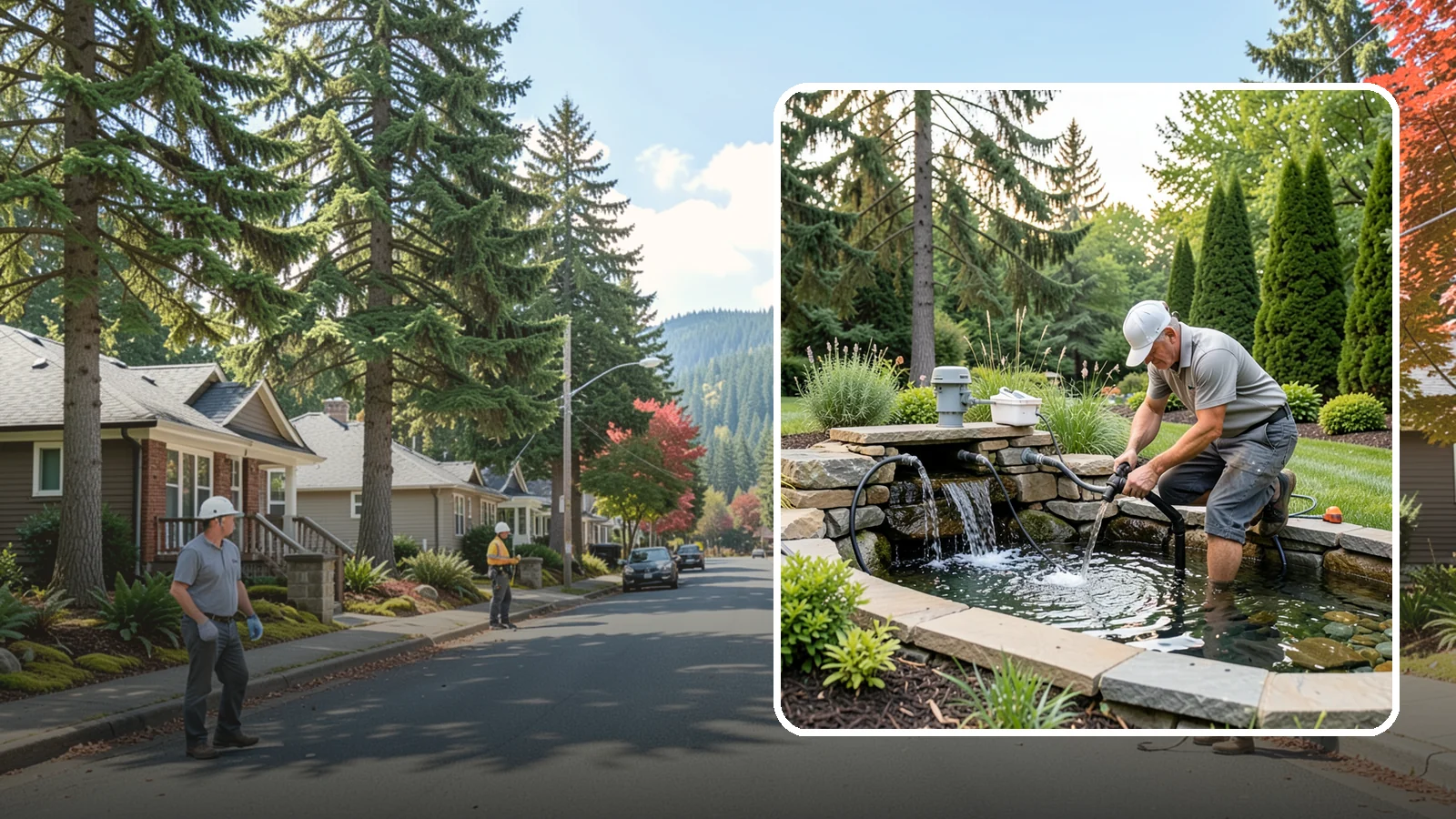 Water Feature Repair in Hunts Point, King County, WA - Repair of pumps, leaks, plumbing, and liners to get your water feature running clear and reliably again.