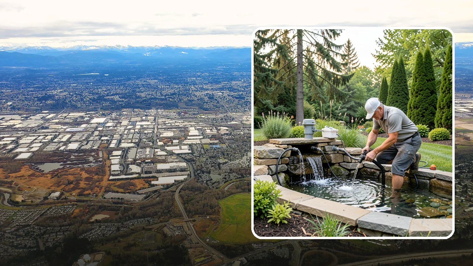 Water Feature Repair in Kent, King County, WA - Repair of pumps, leaks, plumbing, and liners to get your water feature running clear and reliably again.