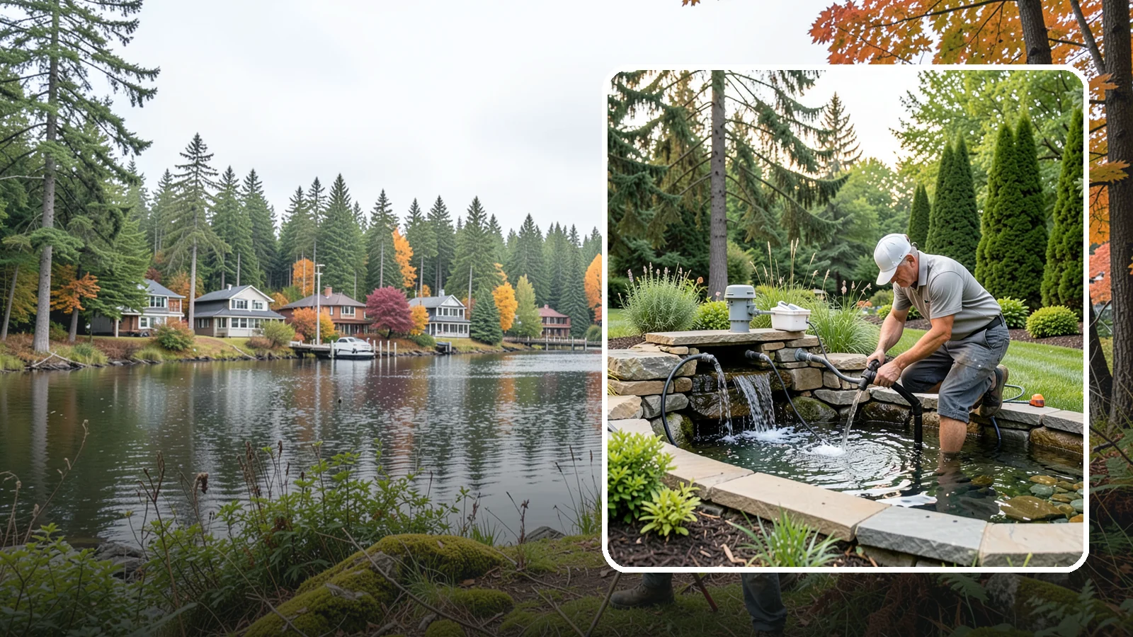 Water Feature Repair in La Conner, Skagit County, WA - Repair of pumps, leaks, plumbing, and liners to get your water feature running clear and reliably again.