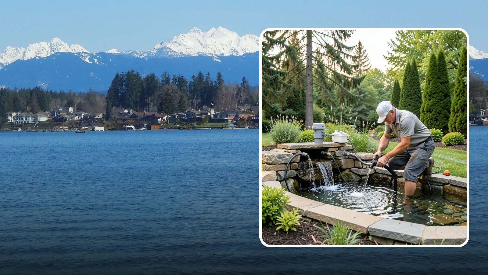 Water Feature Repair in Lake Stevens, Snohomish County, WA - Repair of pumps, leaks, plumbing, and liners to get your water feature running clear and reliably again.