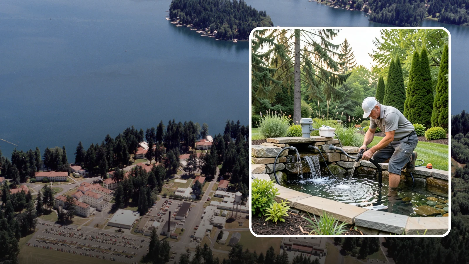 Water Feature Repair in Lakewood, Pierce County, WA - Repair of pumps, leaks, plumbing, and liners to get your water feature running clear and reliably again.