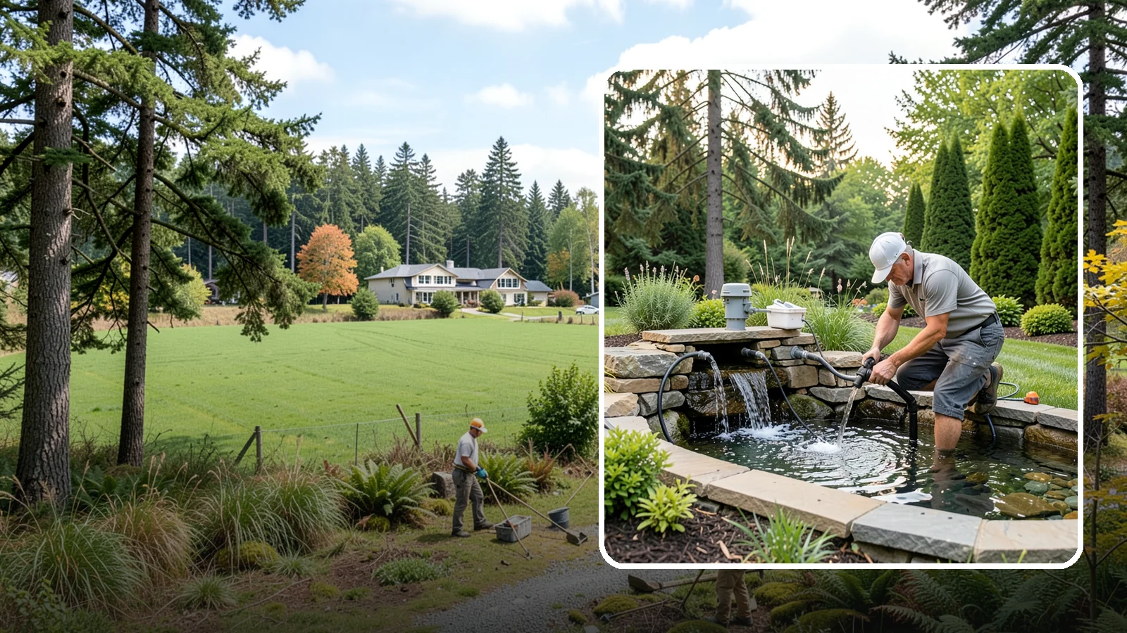 Water Feature Repair in Lyman, Skagit County, WA - Repair of pumps, leaks, plumbing, and liners to get your water feature running clear and reliably again.