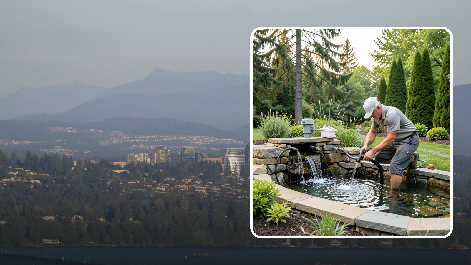 Water Feature Repair in Medina, King County, WA - Repair of pumps, leaks, plumbing, and liners to get your water feature running clear and reliably again.