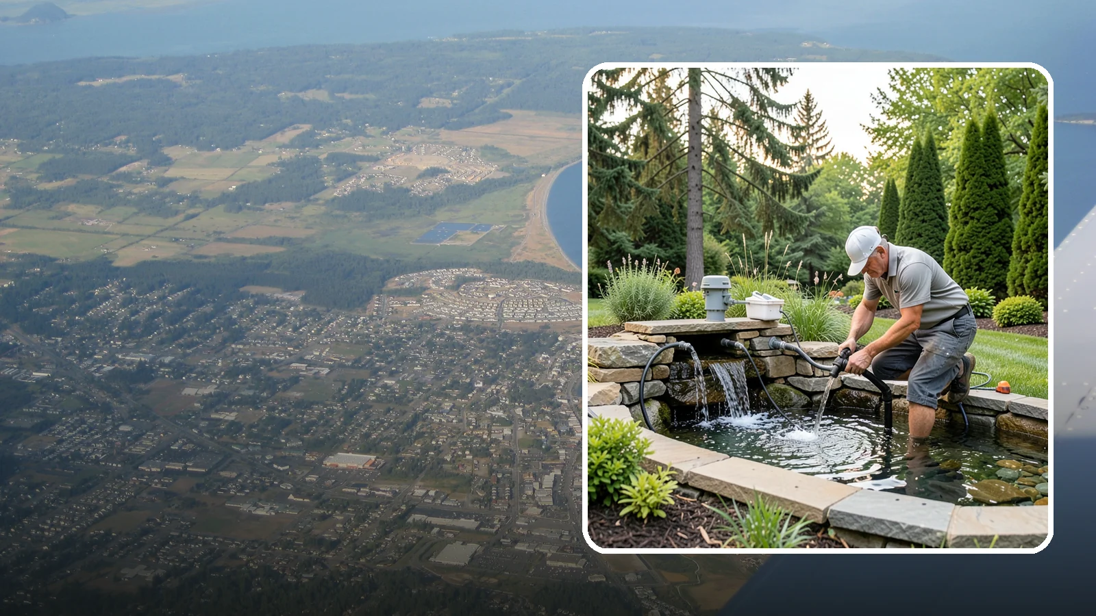 Water Feature Repair in Oak Harbor, Island County, WA - Repair of pumps, leaks, plumbing, and liners to get your water feature running clear and reliably again.