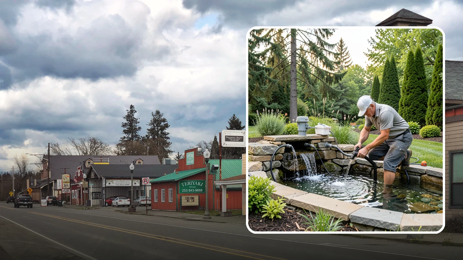 Water Feature Repair in Roy, Pierce County, WA - Repair of pumps, leaks, plumbing, and liners to get your water feature running clear and reliably again.