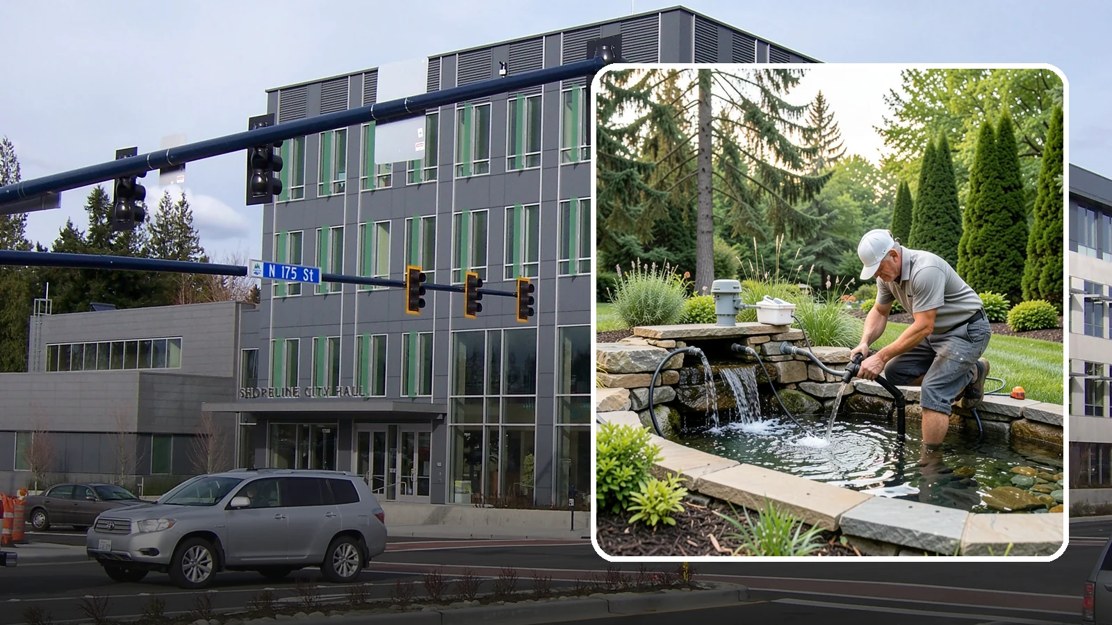Water Feature Repair in Shoreline, King County, WA - Repair of pumps, leaks, plumbing, and liners to get your water feature running clear and reliably again.