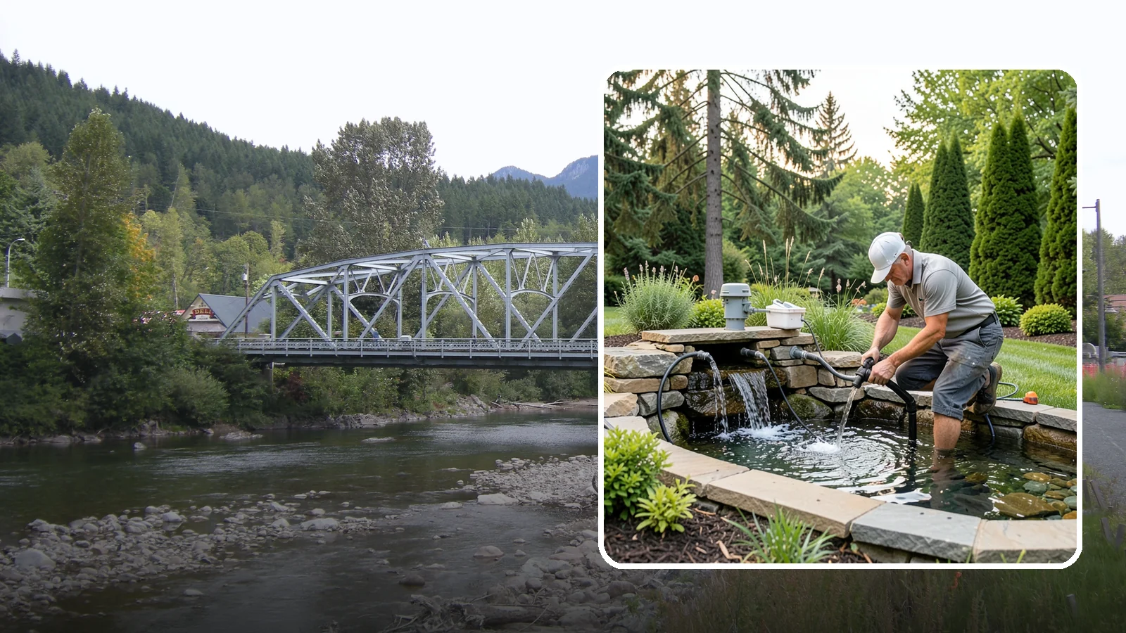 Water Feature Repair in Skykomish, King County, WA - Repair of pumps, leaks, plumbing, and liners to get your water feature running clear and reliably again.
