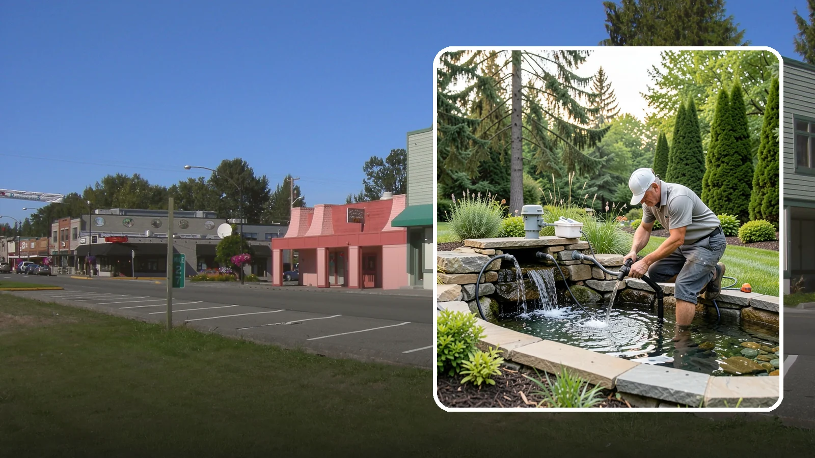 Water Feature Repair in Snoqualmie, King County, WA - Repair of pumps, leaks, plumbing, and liners to get your water feature running clear and reliably again.