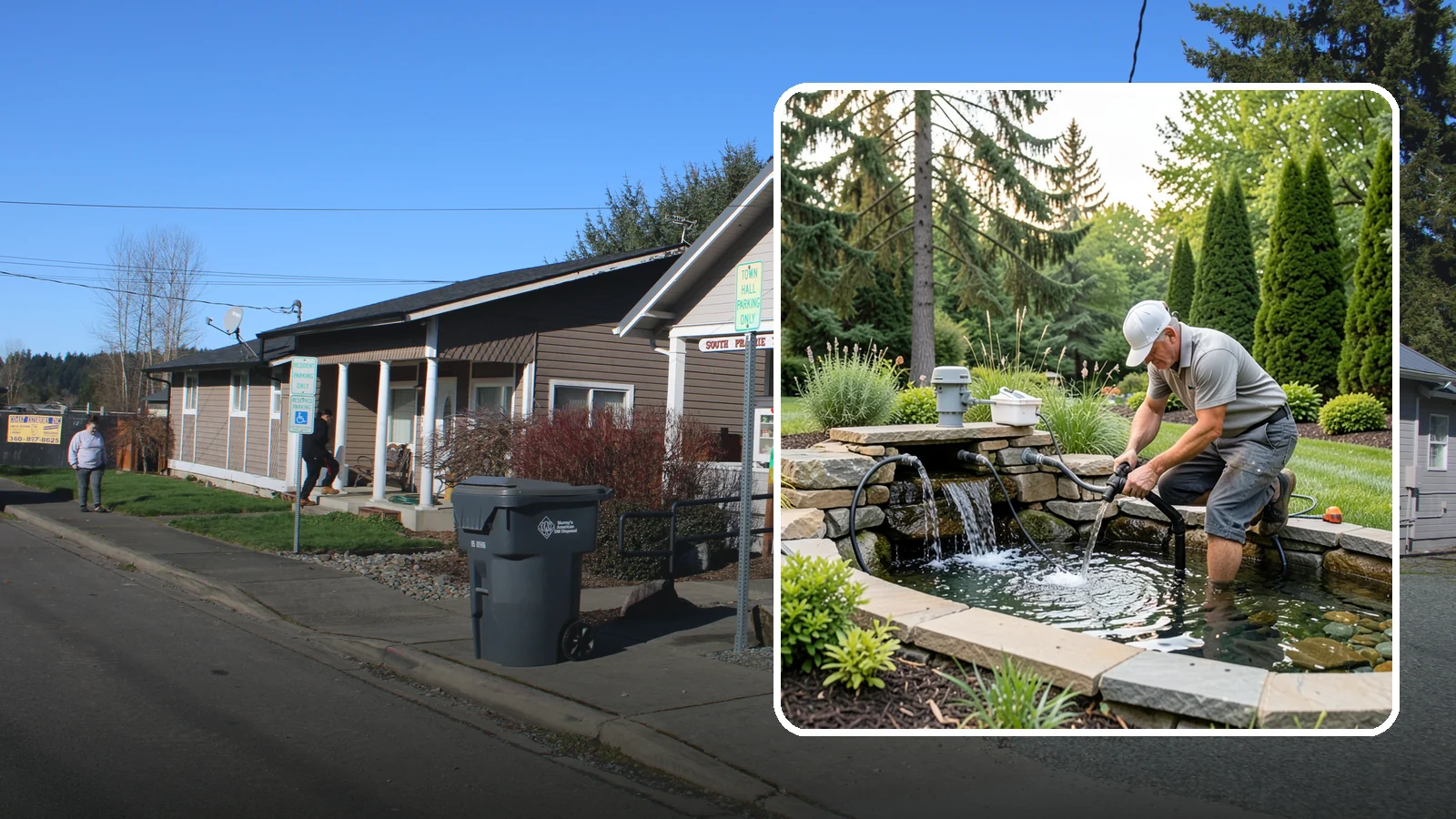 Water Feature Repair in South Prairie, Pierce County, WA - Repair of pumps, leaks, plumbing, and liners to get your water feature running clear and reliably again.