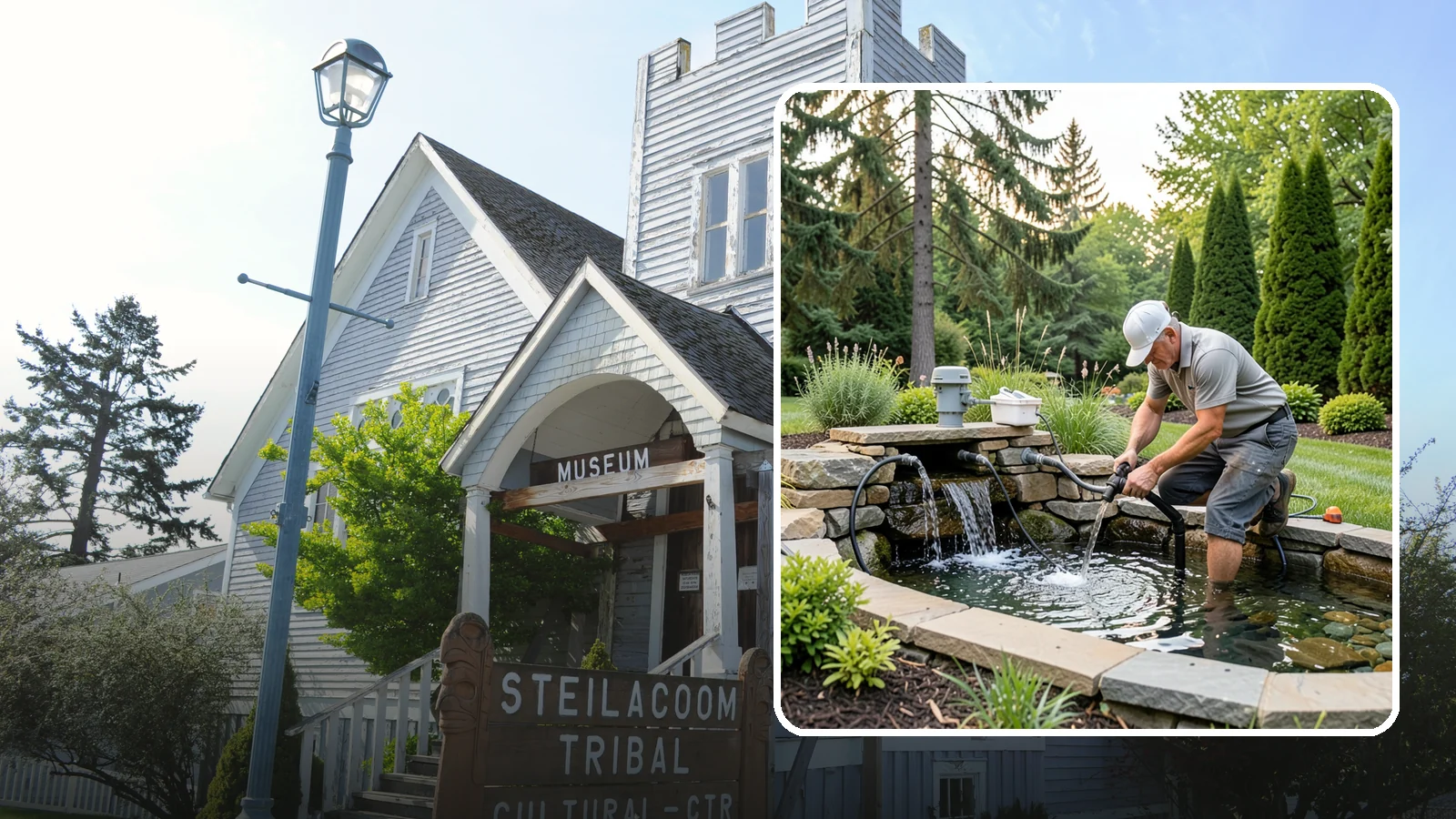 Water Feature Repair in Steilacoom, Pierce County, WA - Repair of pumps, leaks, plumbing, and liners to get your water feature running clear and reliably again.