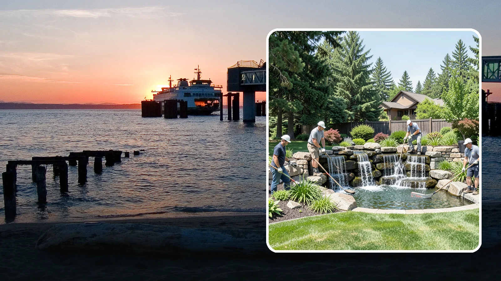 Waterfall Installation in Edmonds, Snohomish County, WA - Natural-looking waterfalls that add the sight and sound of cascading water to your landscape.