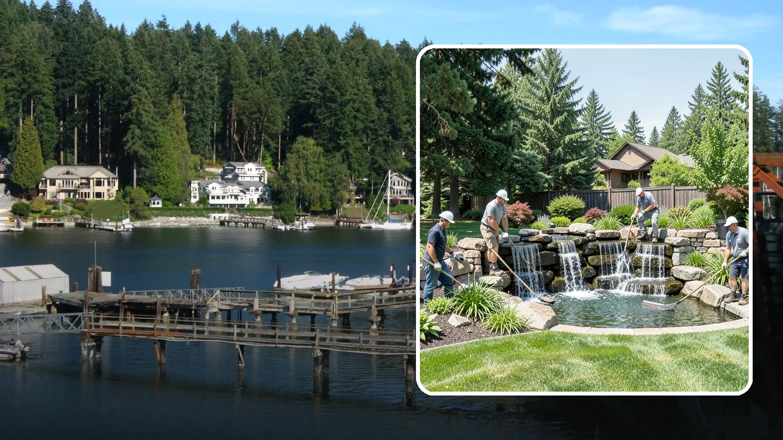 Waterfall Installation in Gig Harbor, Pierce County, WA - Natural-looking waterfalls that add the sight and sound of cascading water to your landscape.