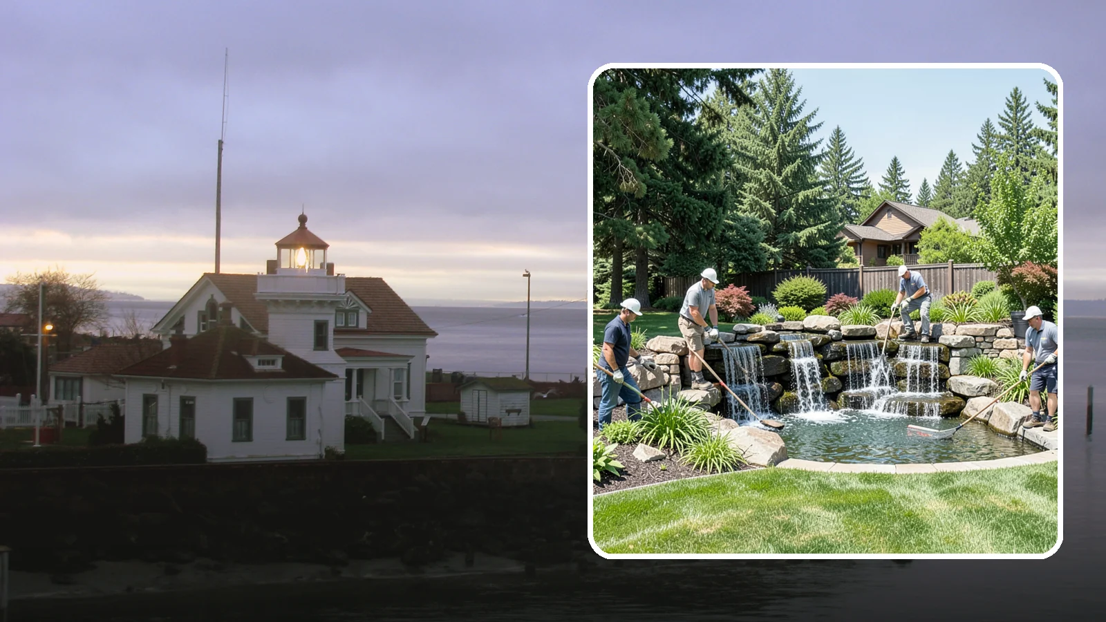 Waterfall Installation in Mukilteo, Snohomish County, WA - Natural-looking waterfalls that add the sight and sound of cascading water to your landscape.