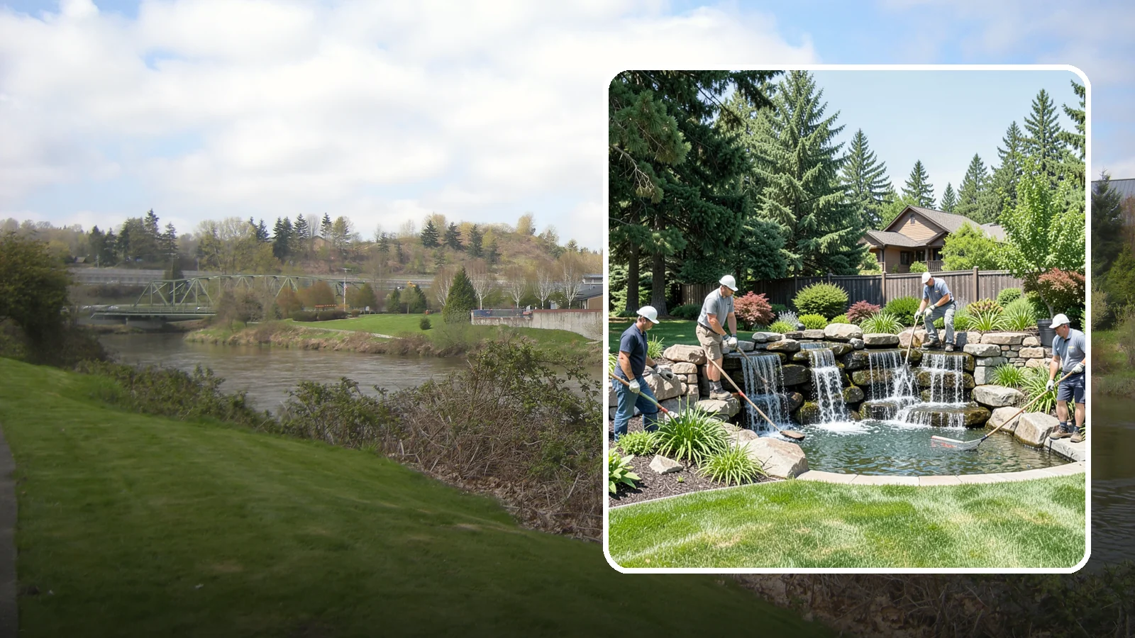 Waterfall Installation in Tukwila, King County, WA - Natural-looking waterfalls that add the sight and sound of cascading water to your landscape.