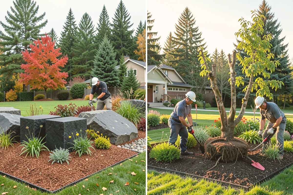 White Decorative Rock Installation in Algona, King County, WA - Grade the bed and establish clean, defined edges