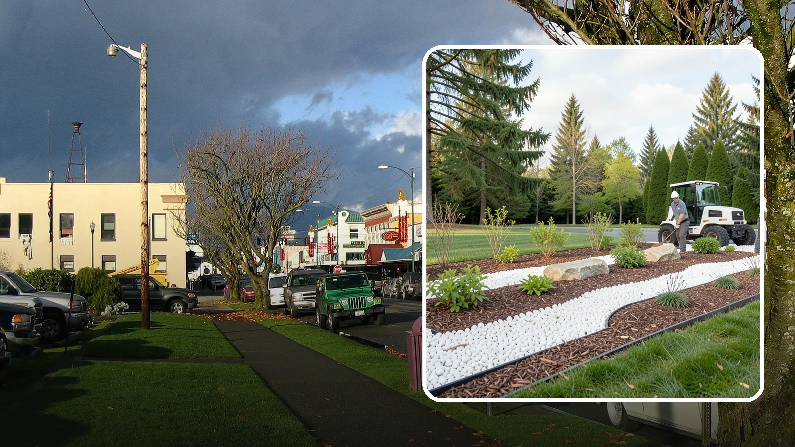 White Decorative Rock Installation in Arlington, Snohomish County, WA - Crisp white marble or limestone chips that brighten shaded beds and create clean, high-contrast borders.