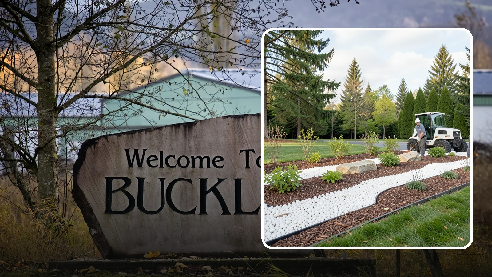 White Decorative Rock Installation in Buckley, Pierce County, WA - Crisp white marble or limestone chips that brighten shaded beds and create clean, high-contrast borders.