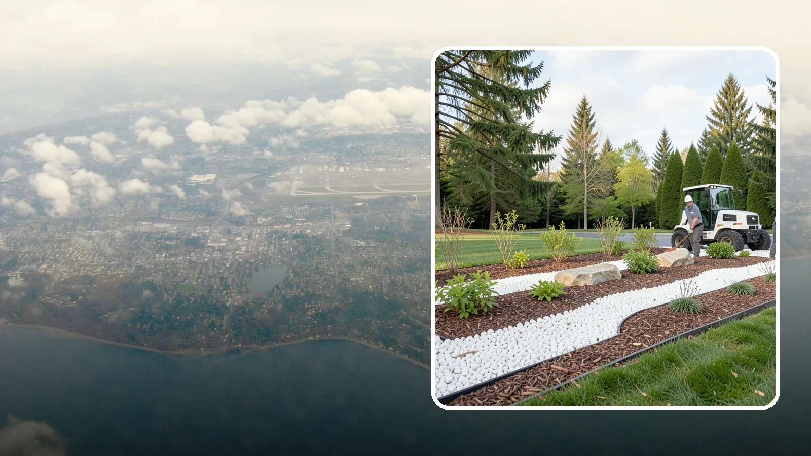 White Decorative Rock Installation in Burien, King County, WA - Crisp white marble or limestone chips that brighten shaded beds and create clean, high-contrast borders.
