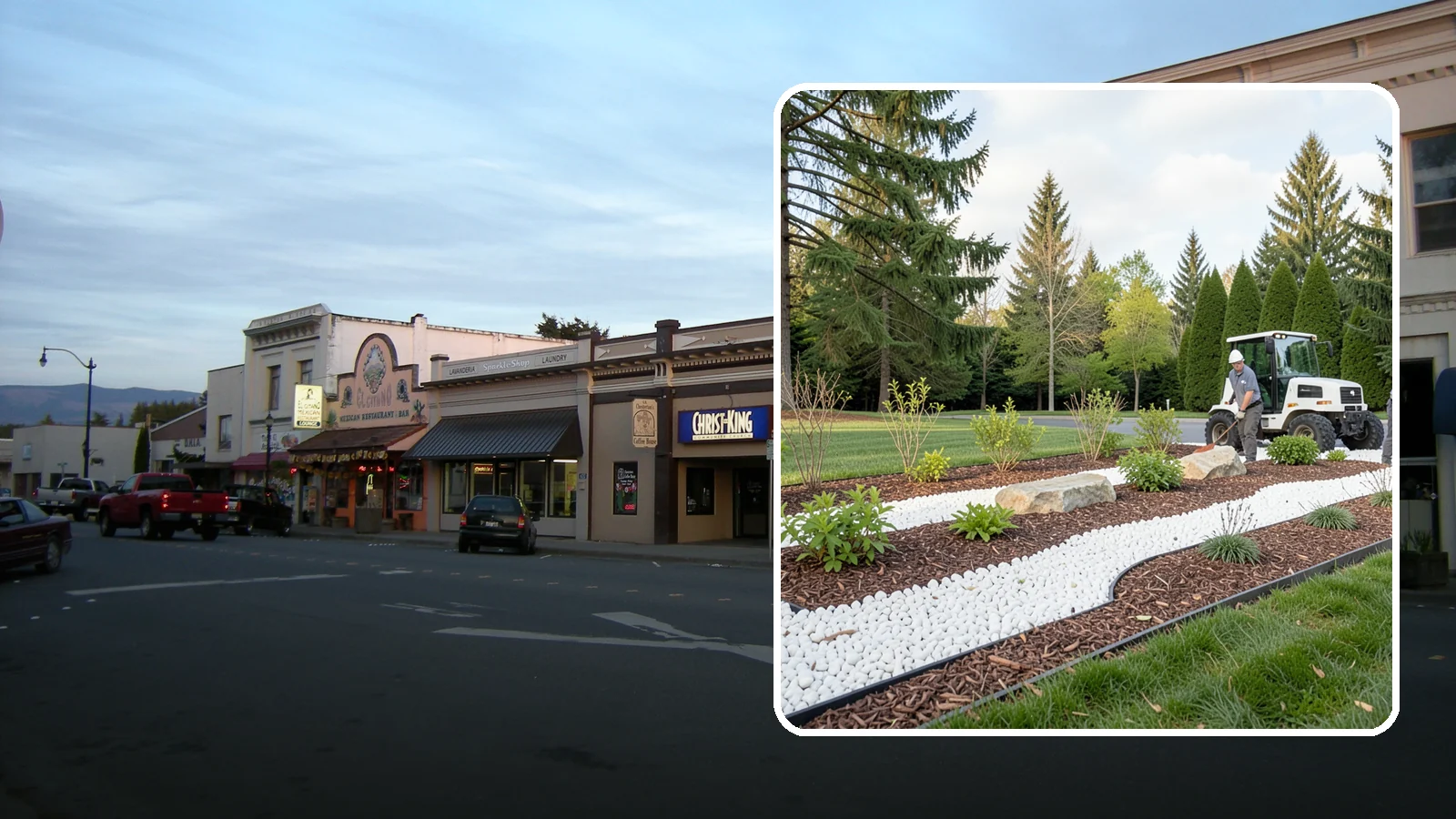 White Decorative Rock Installation in Burlington, Skagit County, WA - Crisp white marble or limestone chips that brighten shaded beds and create clean, high-contrast borders.