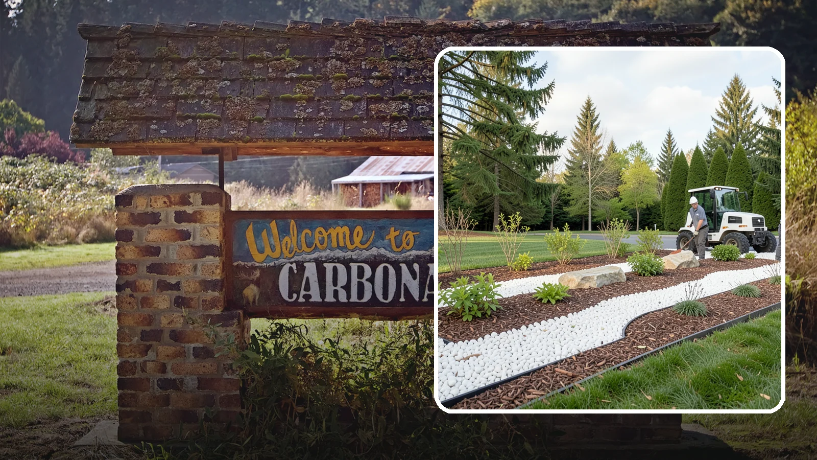 White Decorative Rock Installation in Carbonado, Pierce County, WA - Crisp white marble or limestone chips that brighten shaded beds and create clean, high-contrast borders.