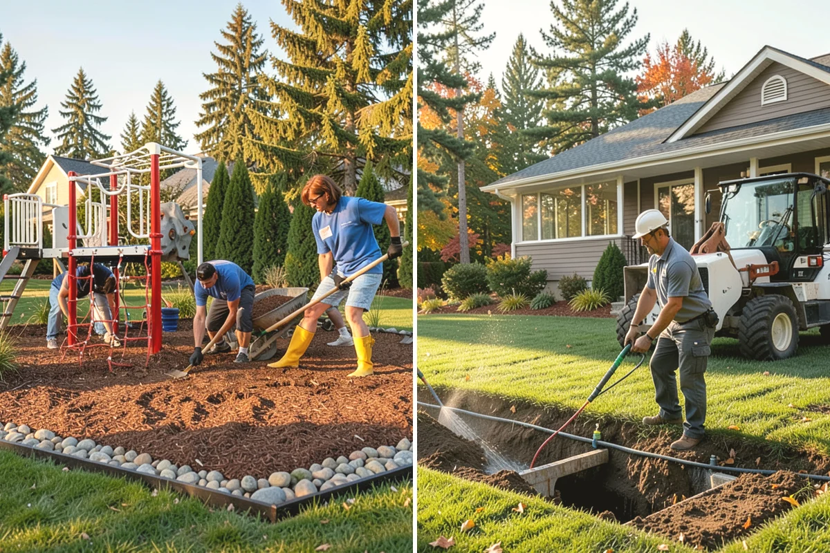 White Decorative Rock Installation in Carnation, King County, WA - Grade the bed and establish clean, defined edges