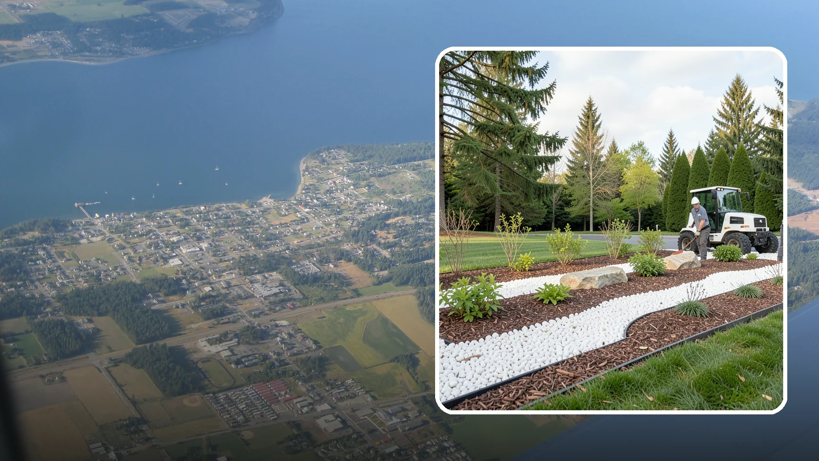 White Decorative Rock Installation in Coupeville, Island County, WA - Crisp white marble or limestone chips that brighten shaded beds and create clean, high-contrast borders.