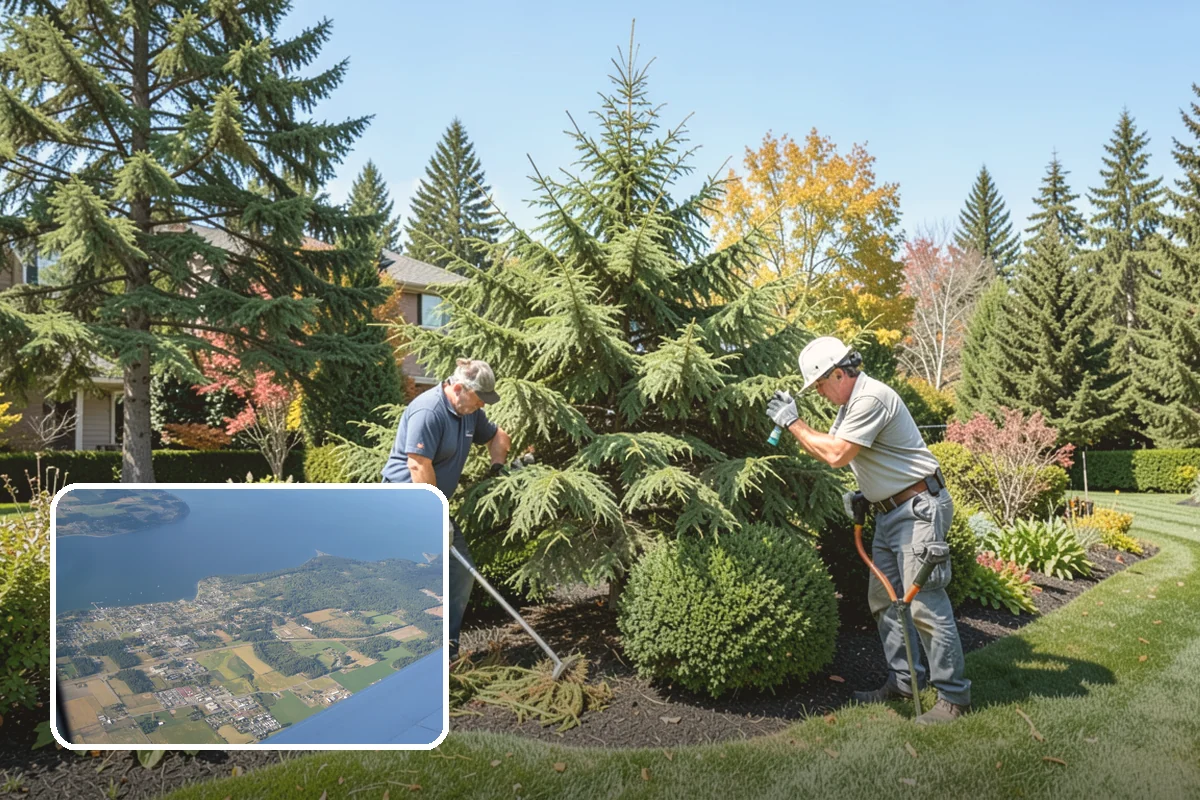White Decorative Rock Installation in Coupeville, Island County, WA - Reflects light to brighten shaded, north-facing beds