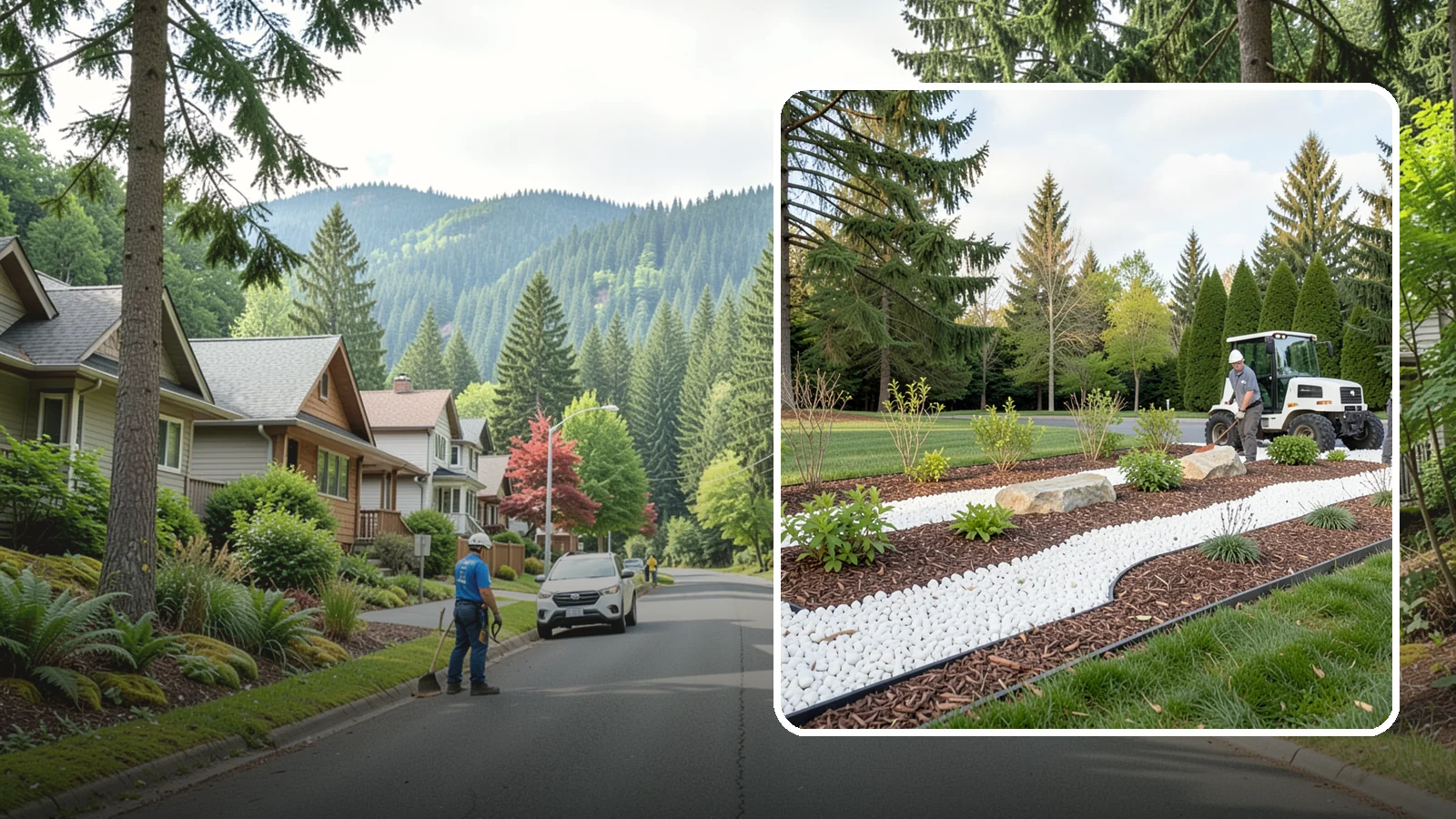 White Decorative Rock Installation in Darrington, Snohomish County, WA - Crisp white marble or limestone chips that brighten shaded beds and create clean, high-contrast borders.
