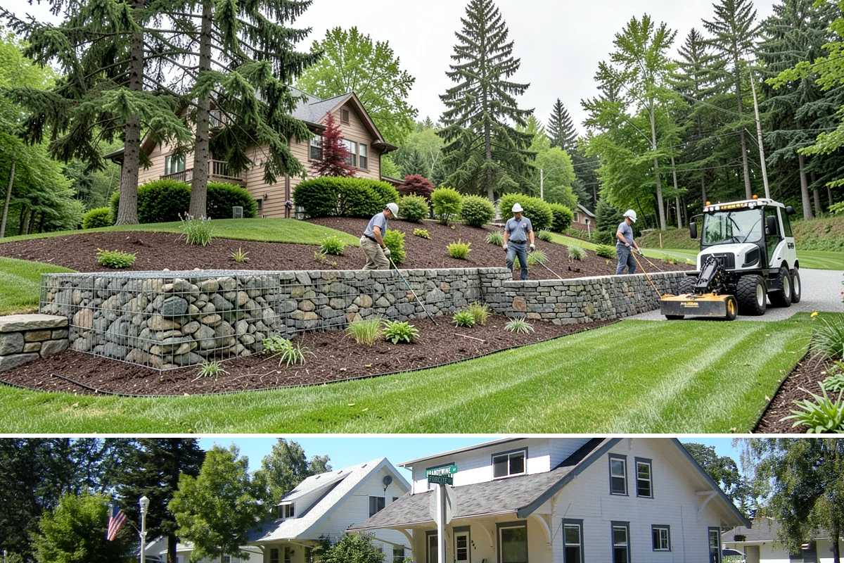 White Decorative Rock Installation in DuPont, Pierce County, WA - White rock can be installed year-round, though placing it in drier months helps keep the light stone clean during the work.