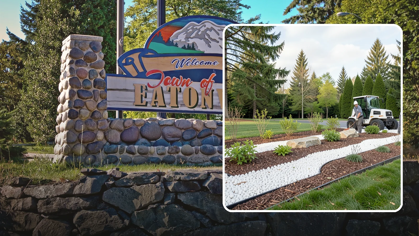 White Decorative Rock Installation in Eatonville, Pierce County, WA - Crisp white marble or limestone chips that brighten shaded beds and create clean, high-contrast borders.