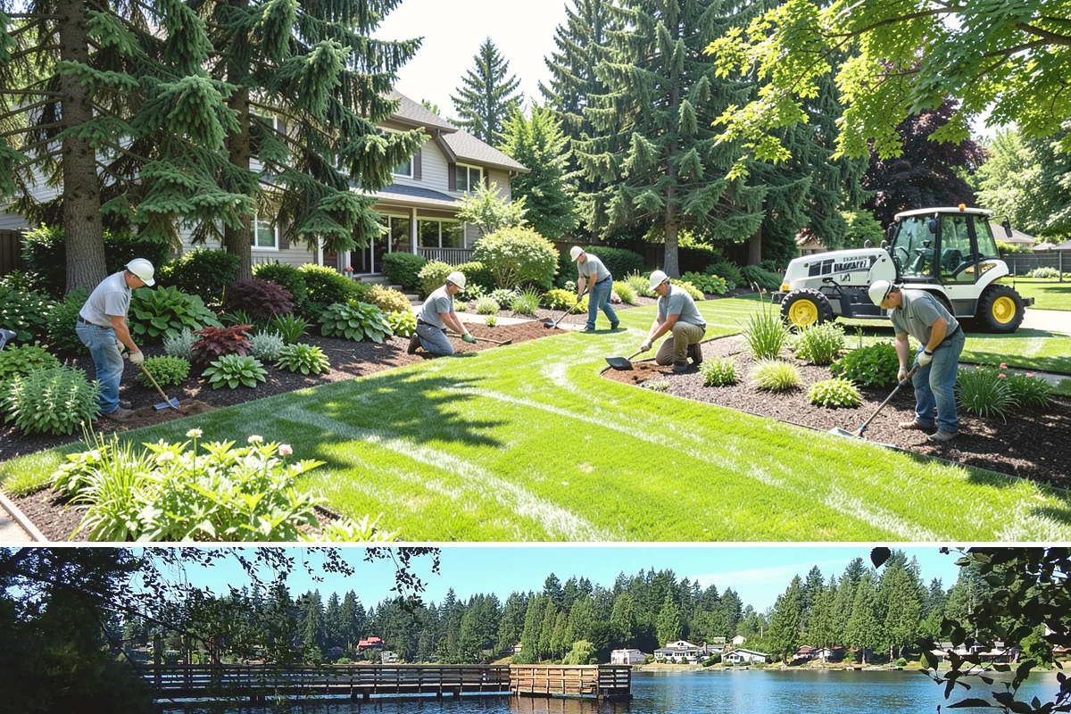 White Decorative Rock Installation in Federal Way, King County, WA - White rock can be installed year-round, though placing it in drier months helps keep the light stone clean during the work.