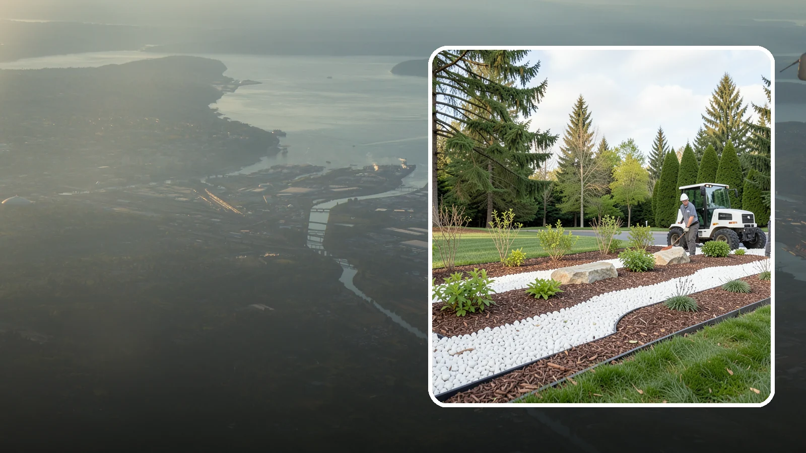 White Decorative Rock Installation in Fife, Pierce County, WA - Crisp white marble or limestone chips that brighten shaded beds and create clean, high-contrast borders.