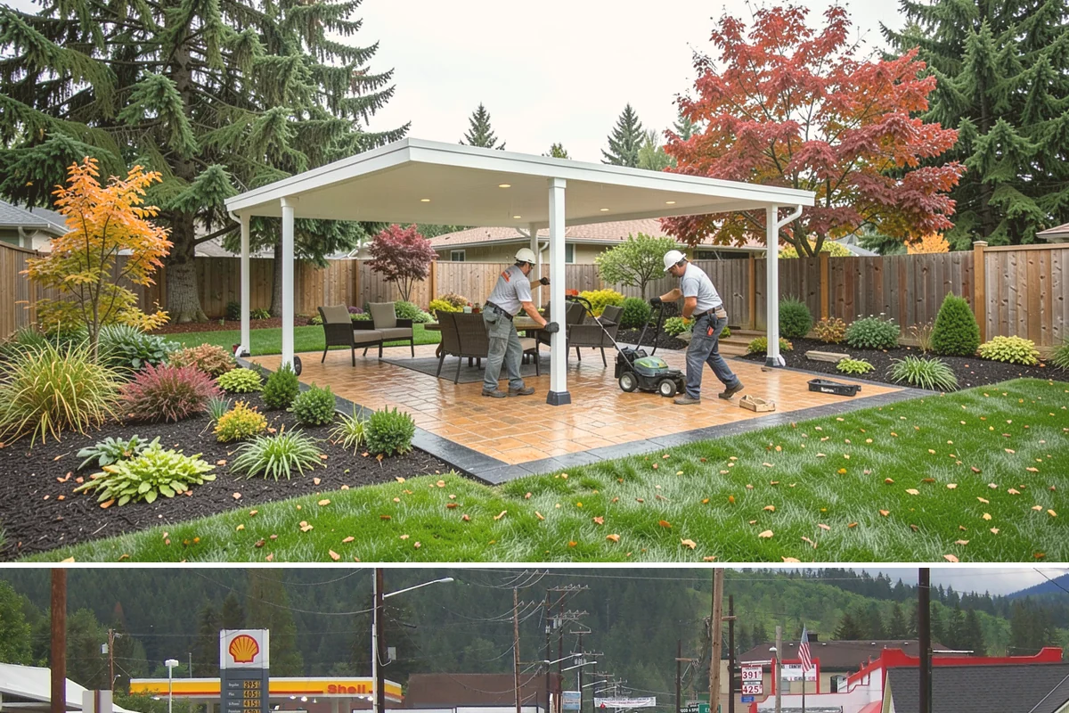 White Decorative Rock Installation in Granite Falls, Snohomish County, WA - White rock can be installed year-round, though placing it in drier months helps keep the light stone clean during the work.