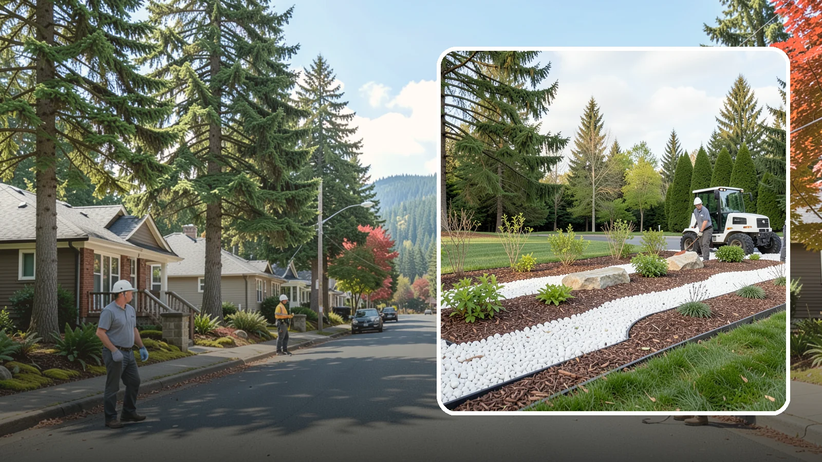 White Decorative Rock Installation in Hunts Point, King County, WA - Crisp white marble or limestone chips that brighten shaded beds and create clean, high-contrast borders.