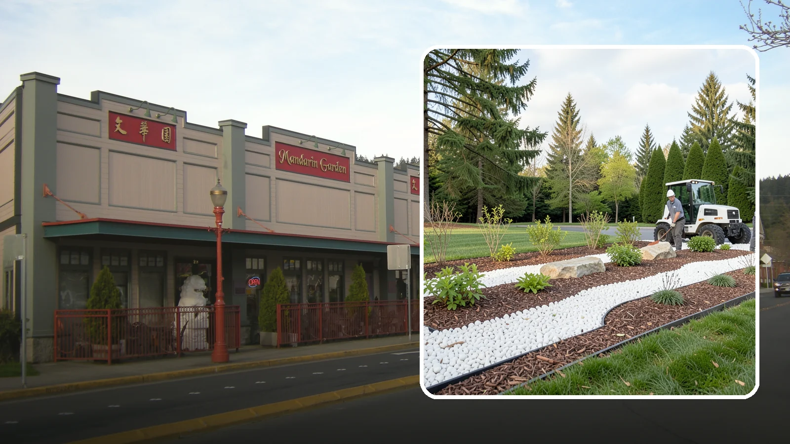 White Decorative Rock Installation in Issaquah, King County, WA - Crisp white marble or limestone chips that brighten shaded beds and create clean, high-contrast borders.