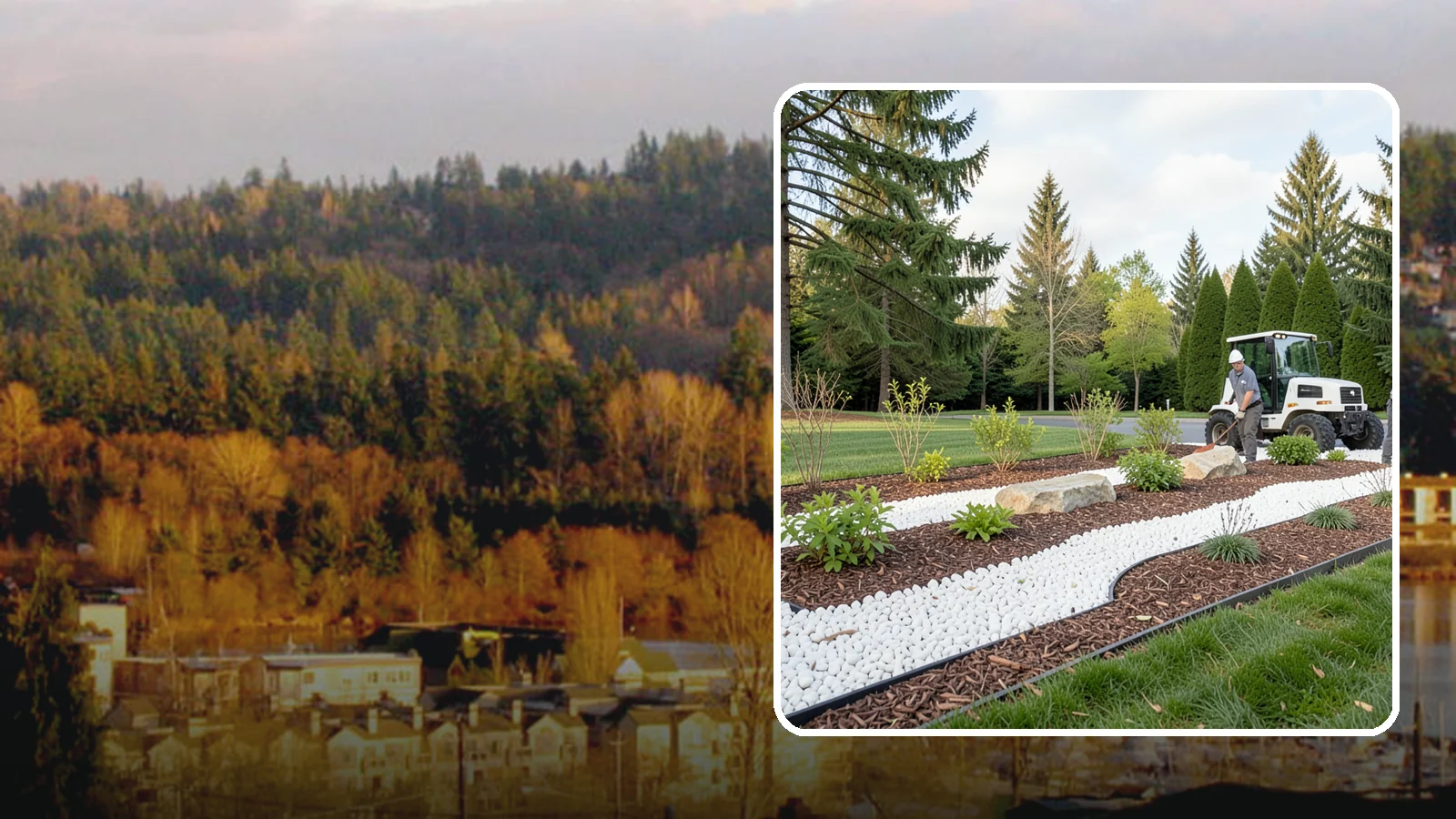 White Decorative Rock Installation in Kenmore, King County, WA - Crisp white marble or limestone chips that brighten shaded beds and create clean, high-contrast borders.