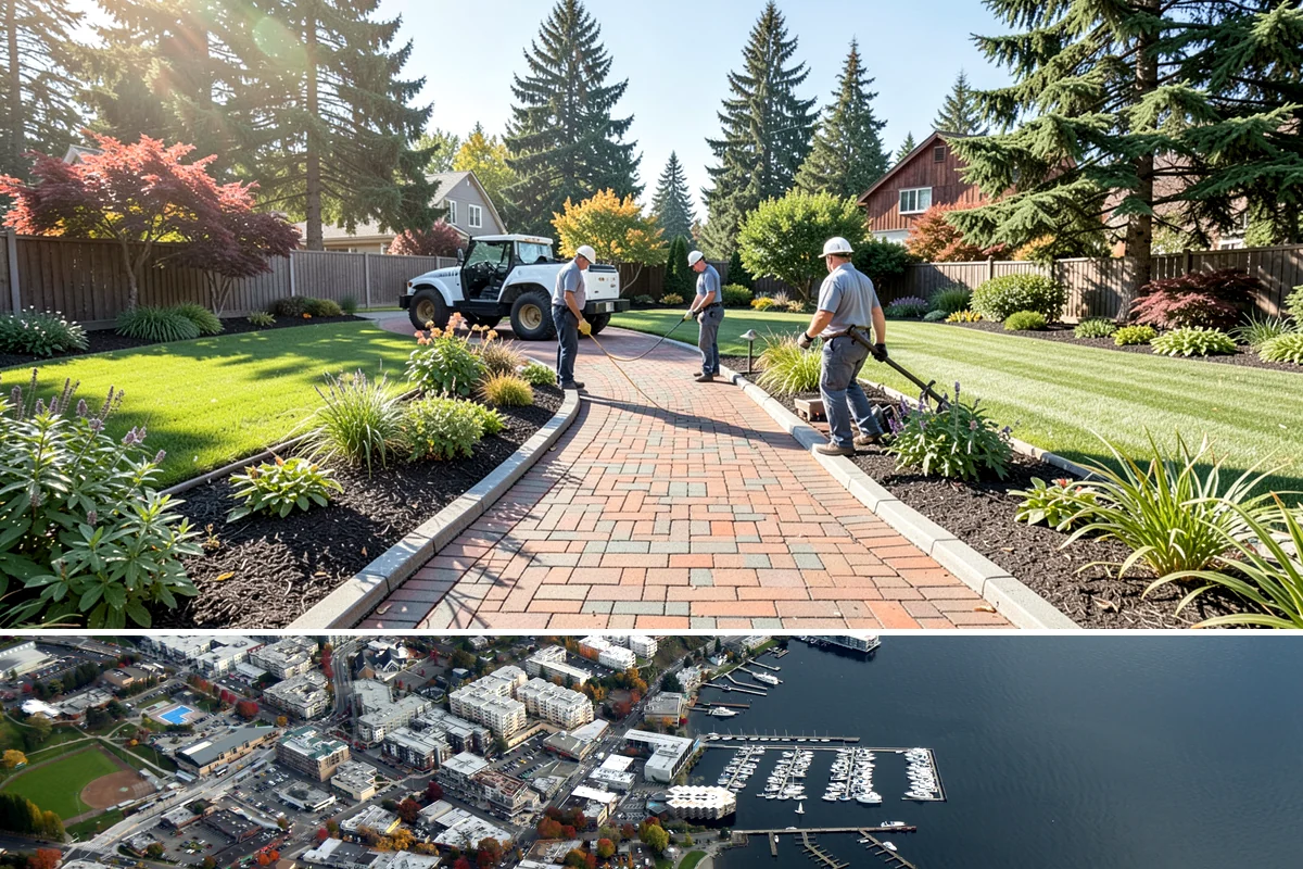 White Decorative Rock Installation in Kirkland, King County, WA - White rock can be installed year-round, though placing it in drier months helps keep the light stone clean during the work.