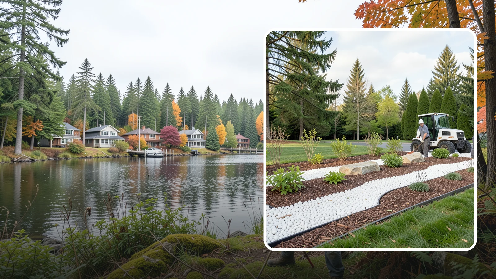 White Decorative Rock Installation in La Conner, Skagit County, WA - Crisp white marble or limestone chips that brighten shaded beds and create clean, high-contrast borders.