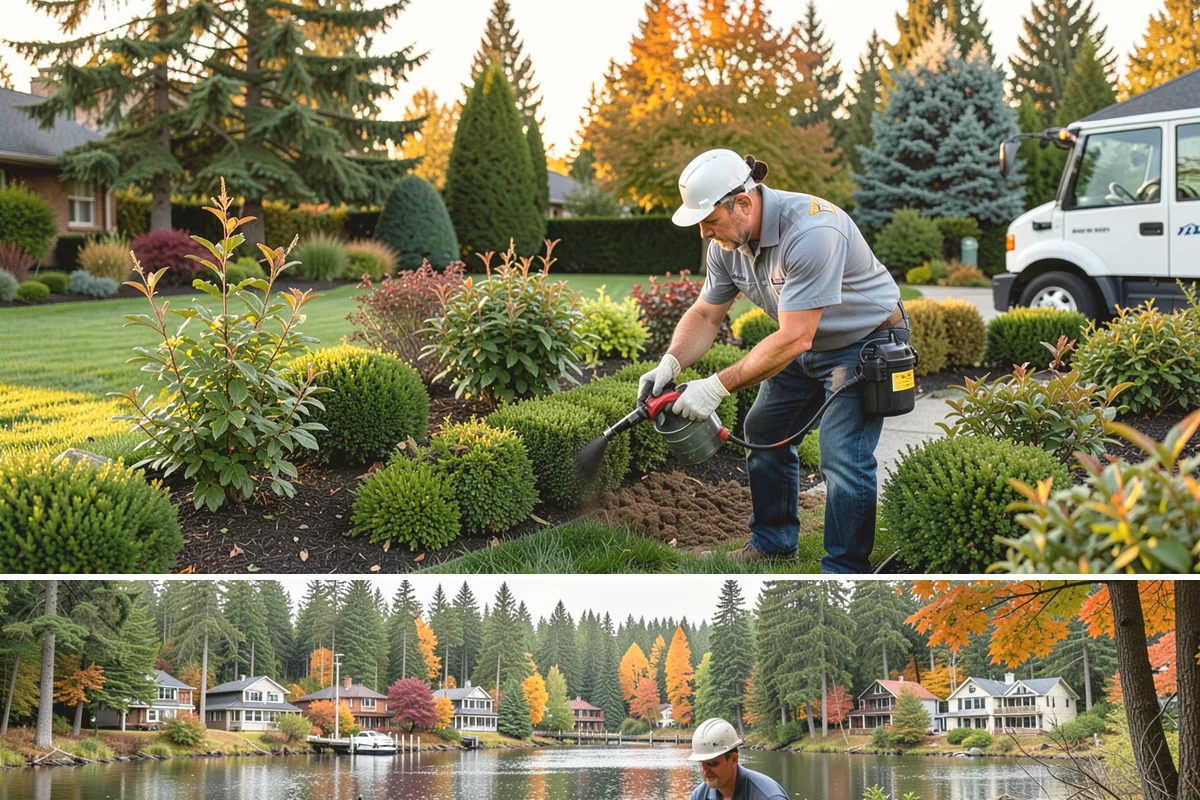 White Decorative Rock Installation in La Conner, Skagit County, WA - White rock can be installed year-round, though placing it in drier months helps keep the light stone clean during the work.