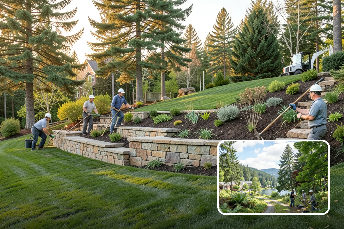 White Decorative Rock Installation in Lake Forest Park, King County, WA - Reflects light to brighten shaded, north-facing beds