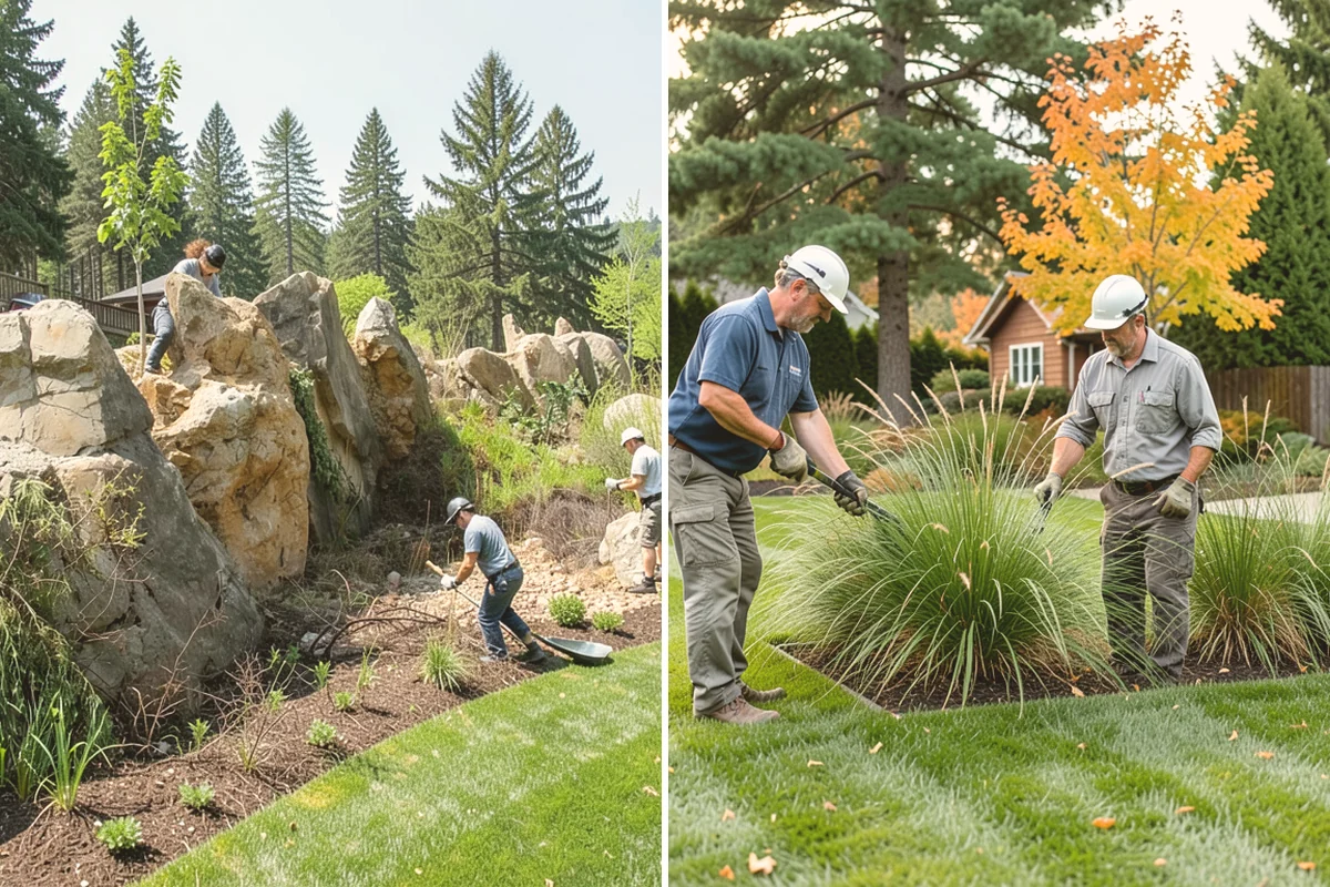 White Decorative Rock Installation in Langley, Island County, WA - Grade the bed and establish clean, defined edges