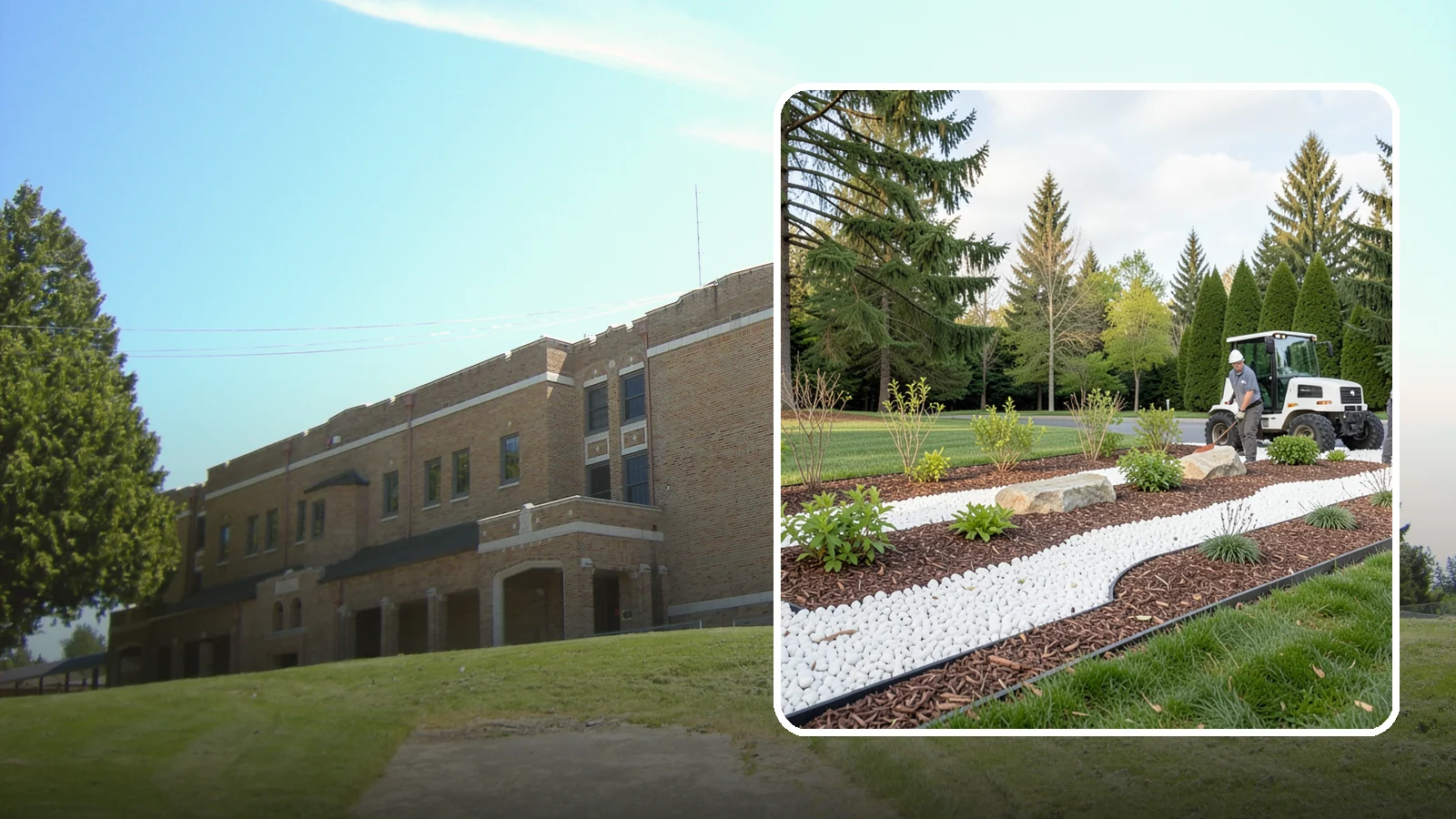 White Decorative Rock Installation in Maple Valley, King County, WA - Crisp white marble or limestone chips that brighten shaded beds and create clean, high-contrast borders.