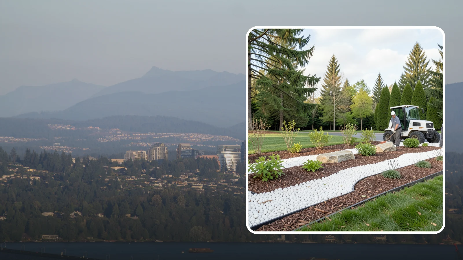 White Decorative Rock Installation in Medina, King County, WA - Crisp white marble or limestone chips that brighten shaded beds and create clean, high-contrast borders.