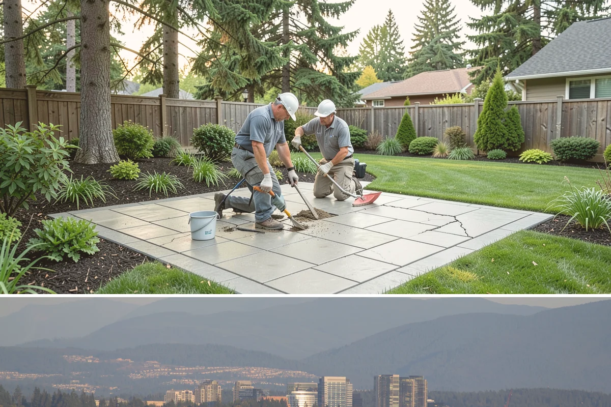White Decorative Rock Installation in Medina, King County, WA - White rock can be installed year-round, though placing it in drier months helps keep the light stone clean during the work.
