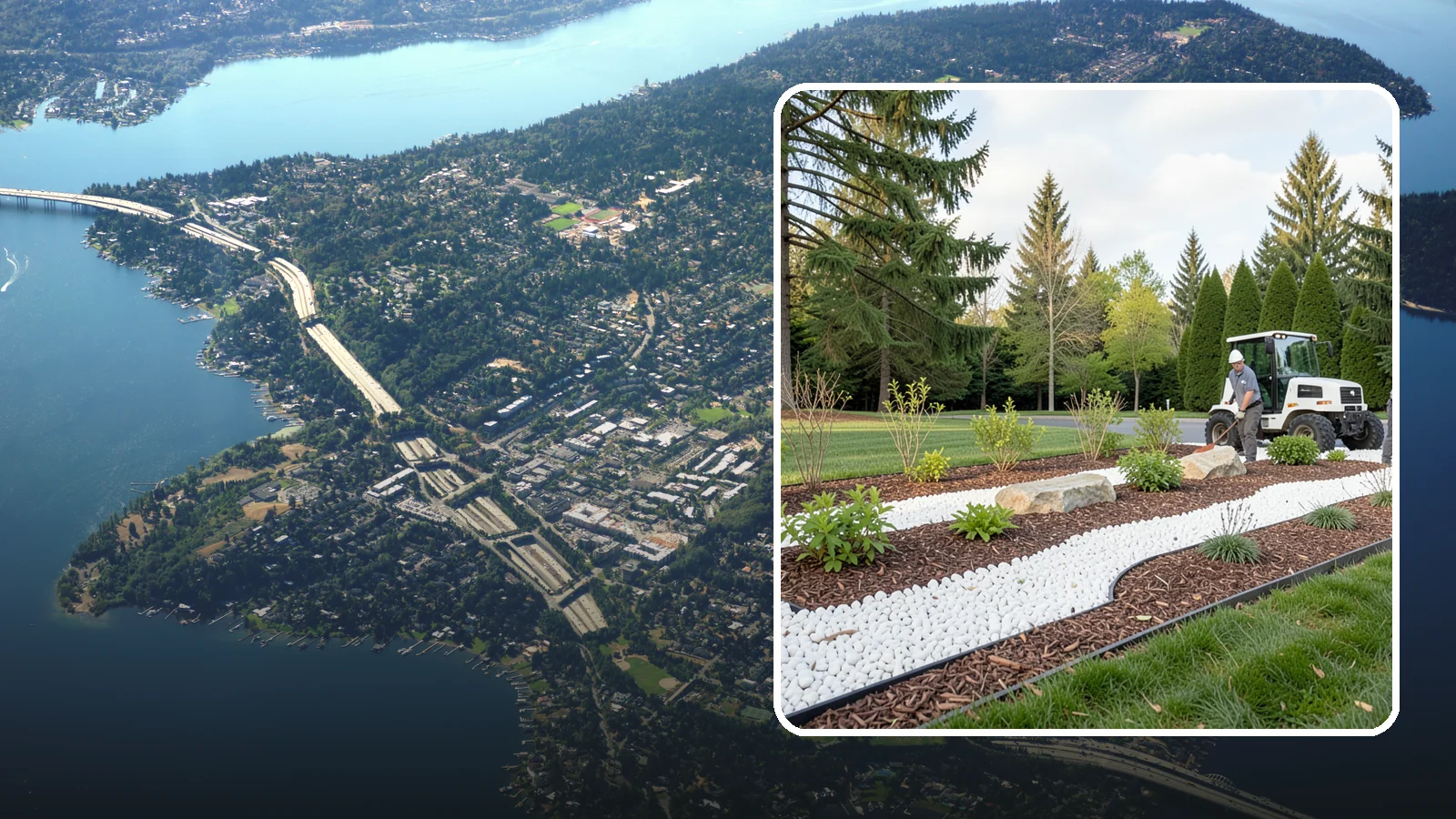 White Decorative Rock Installation in Mercer Island, King County, WA - Crisp white marble or limestone chips that brighten shaded beds and create clean, high-contrast borders.