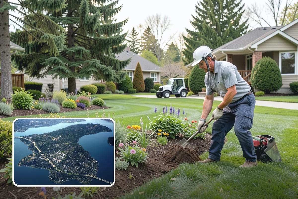 White Decorative Rock Installation in Mercer Island, King County, WA - Reflects light to brighten shaded, north-facing beds