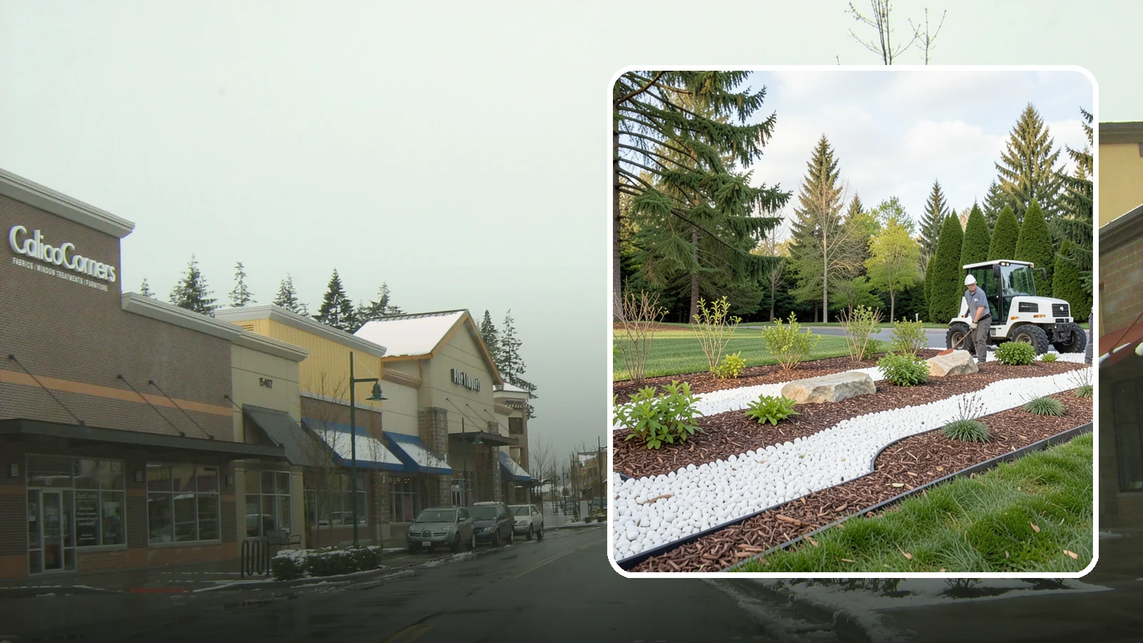 White Decorative Rock Installation in Mill Creek, Snohomish County, WA - Crisp white marble or limestone chips that brighten shaded beds and create clean, high-contrast borders.