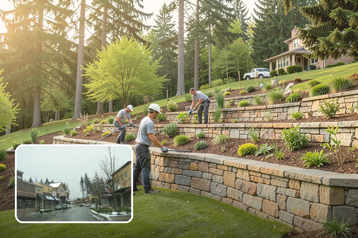 White Decorative Rock Installation in Mill Creek, Snohomish County, WA - Reflects light to brighten shaded, north-facing beds