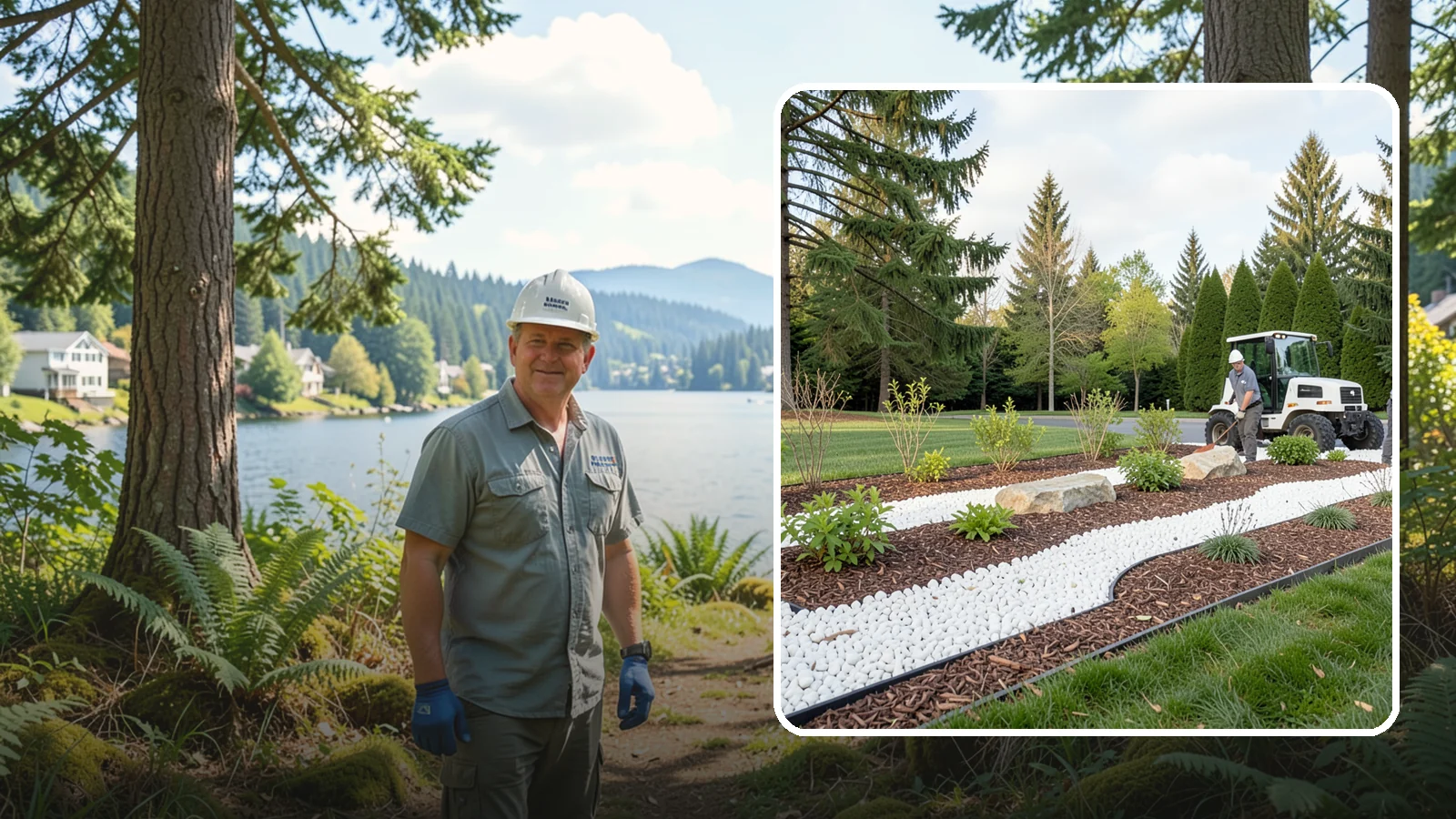 White Decorative Rock Installation in Milton, King County, WA - Crisp white marble or limestone chips that brighten shaded beds and create clean, high-contrast borders.