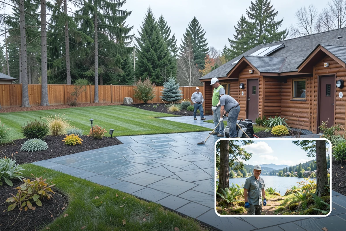 White Decorative Rock Installation in Milton, King County, WA - Reflects light to brighten shaded, north-facing beds
